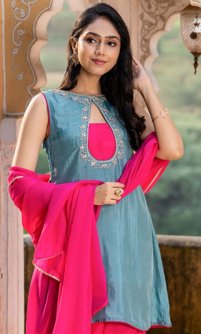 Teal Rani Noor  Suit Set