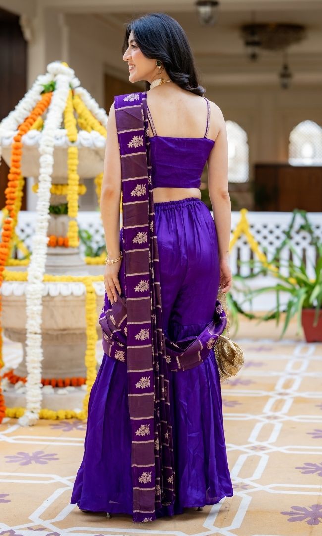 Trisha Purple Pre-Draped Saree