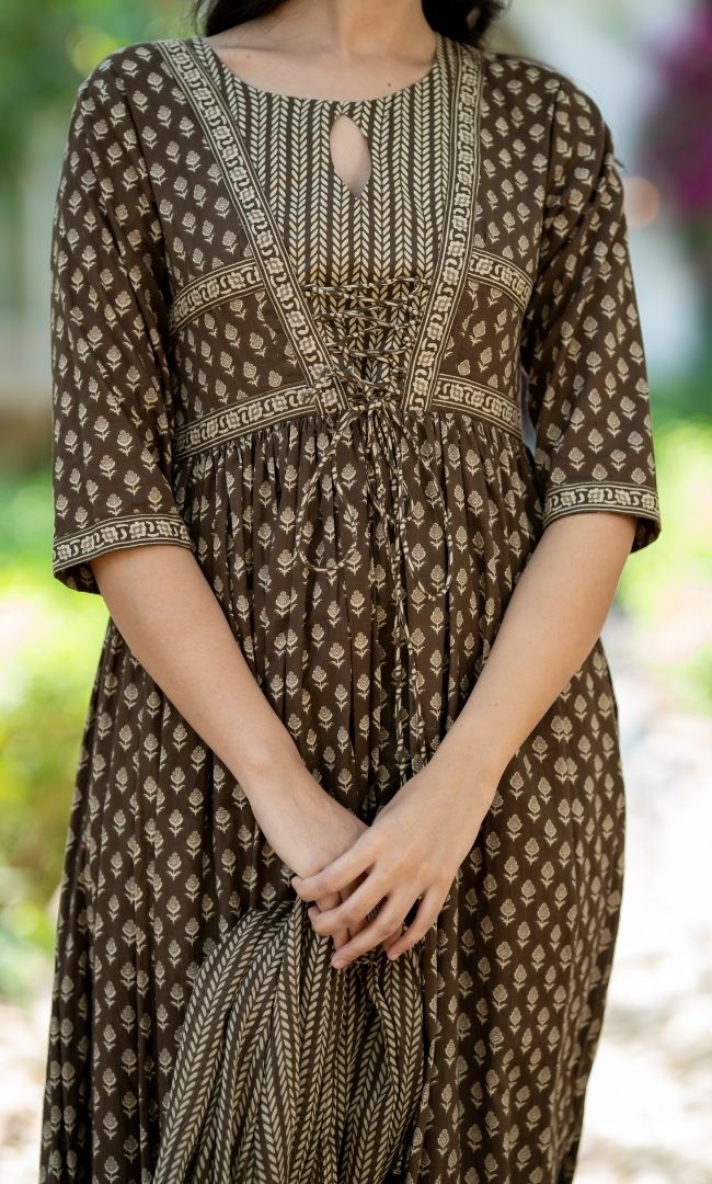 Booti Curl Anarkali Set