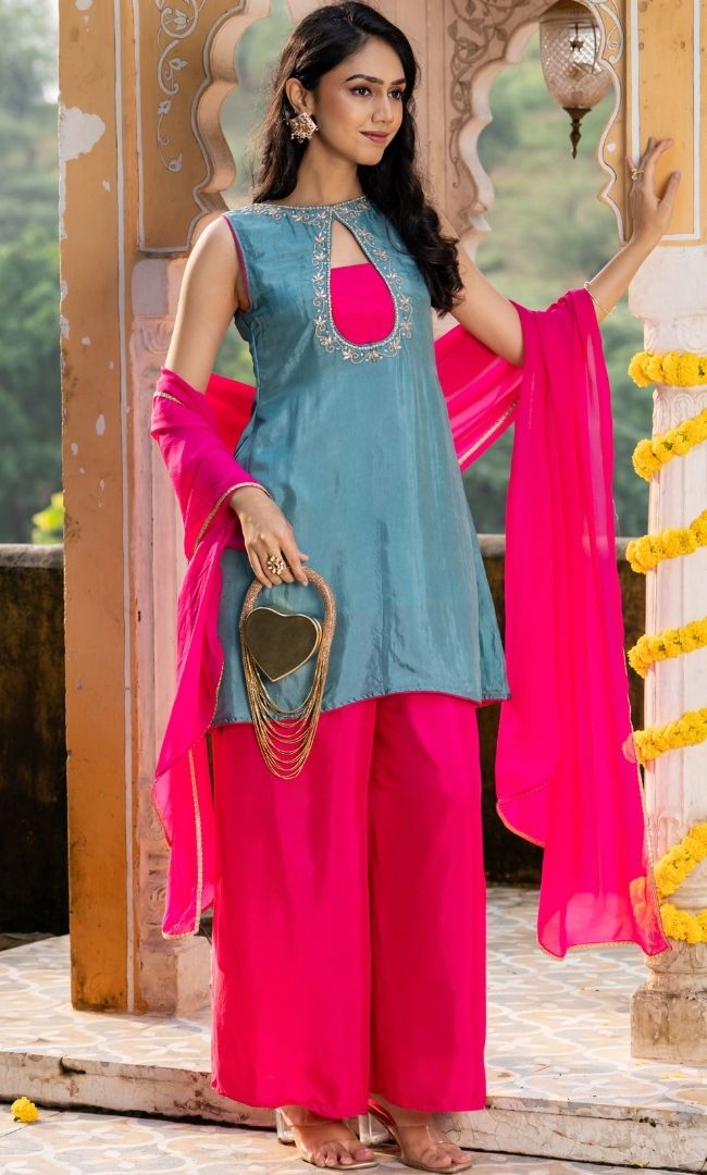 Teal Rani Noor  Suit Set