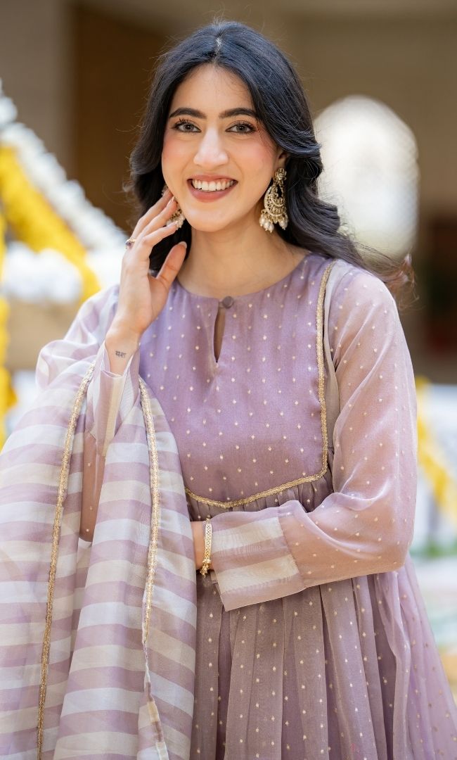 Sarang Lavender Anarkali Set