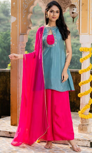Teal Rani Noor  Suit Set