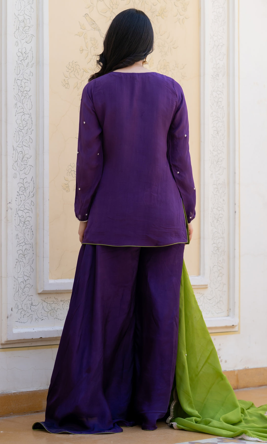 Jamni Purple Embroidered Suit Set