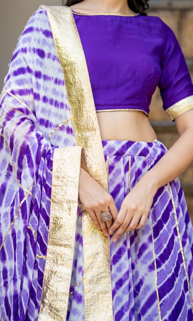 Marwar Purple Leheriya Lehenga Set