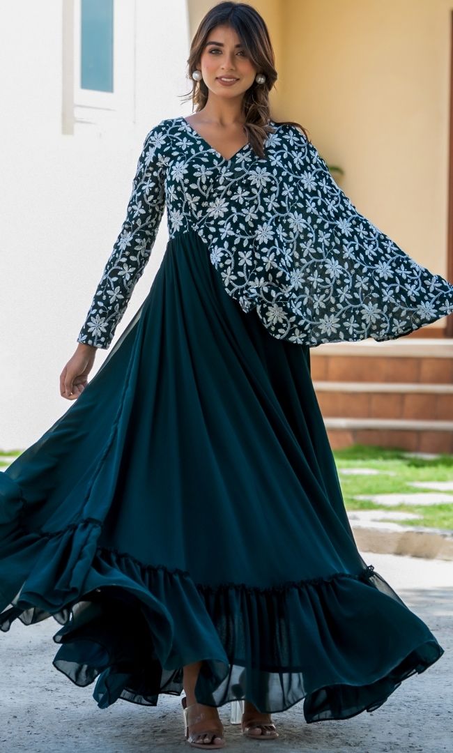 Vinaval Embroidered Green Gown