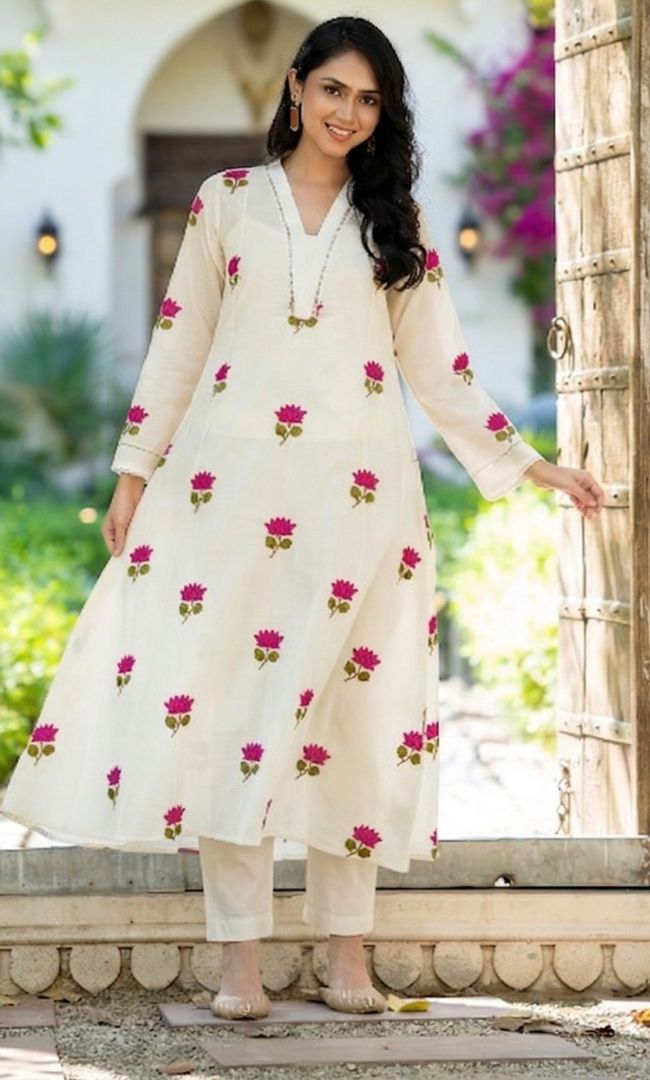 K-Vibe Pink Lotus Kurta Co ord Set