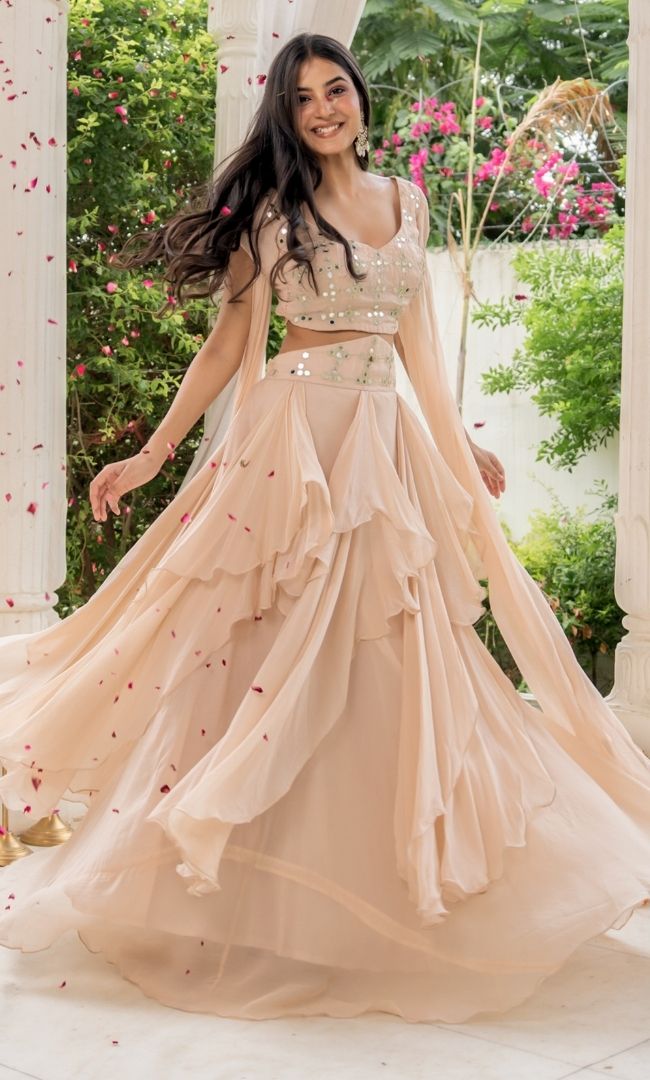 Moonlit beige Lehenga Set