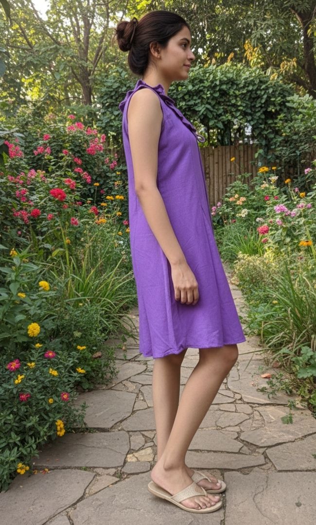 Purple Ruffle Mini Dress