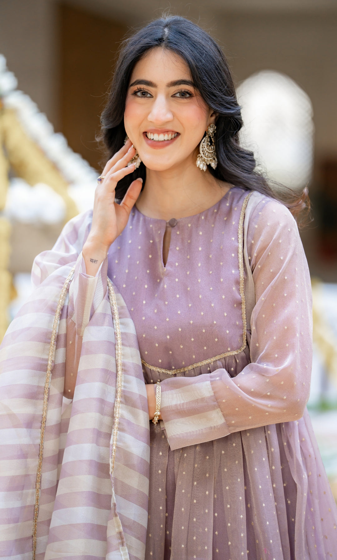 Sarang Lavender Anarkali Set
