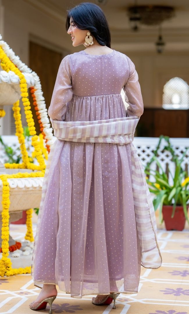Sarang Lavender Anarkali Set