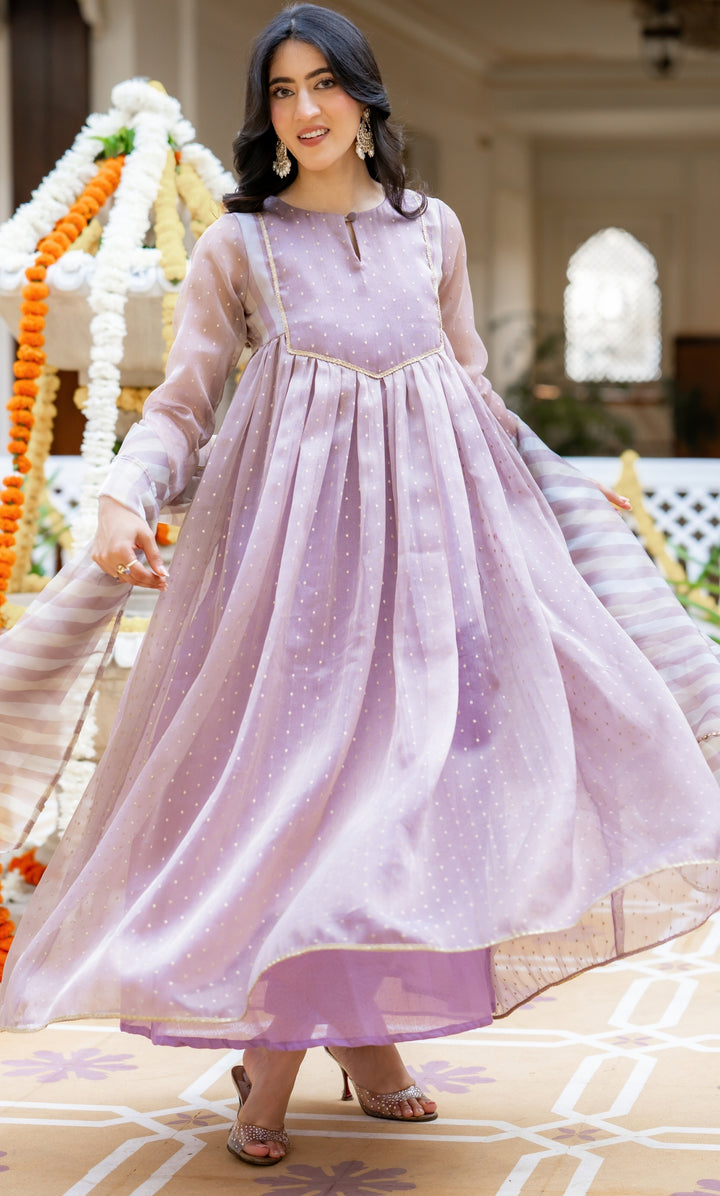 Sarang Lavender Anarkali Set