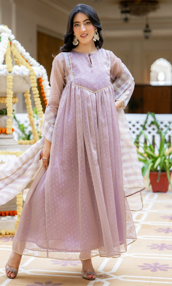 Sarang Lavender Anarkali Set