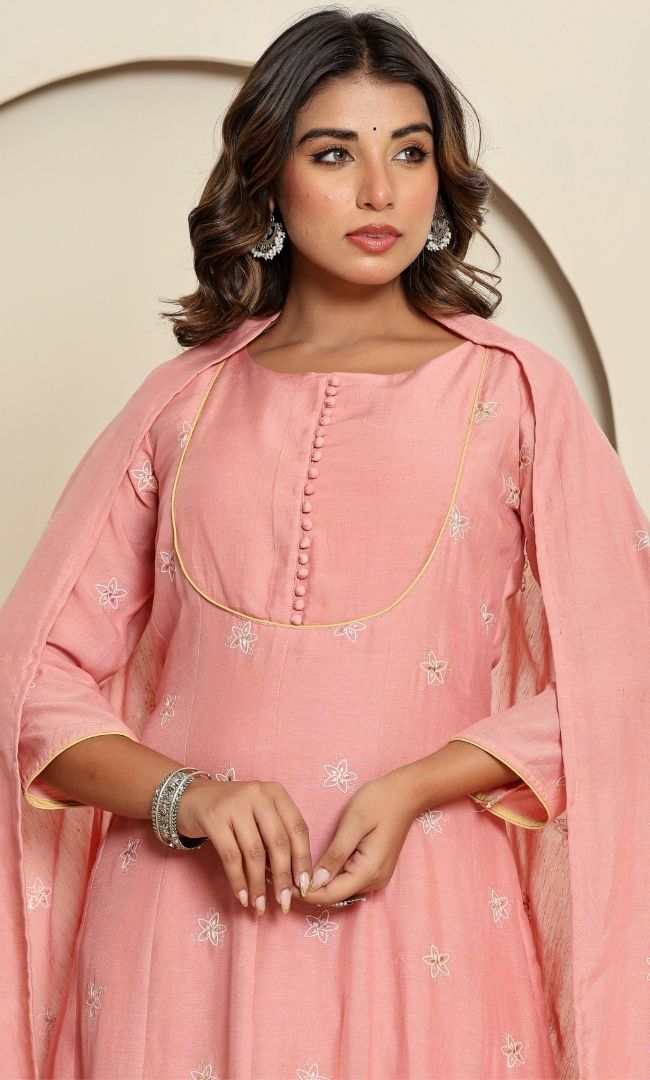Muted Rose Anarkali Set