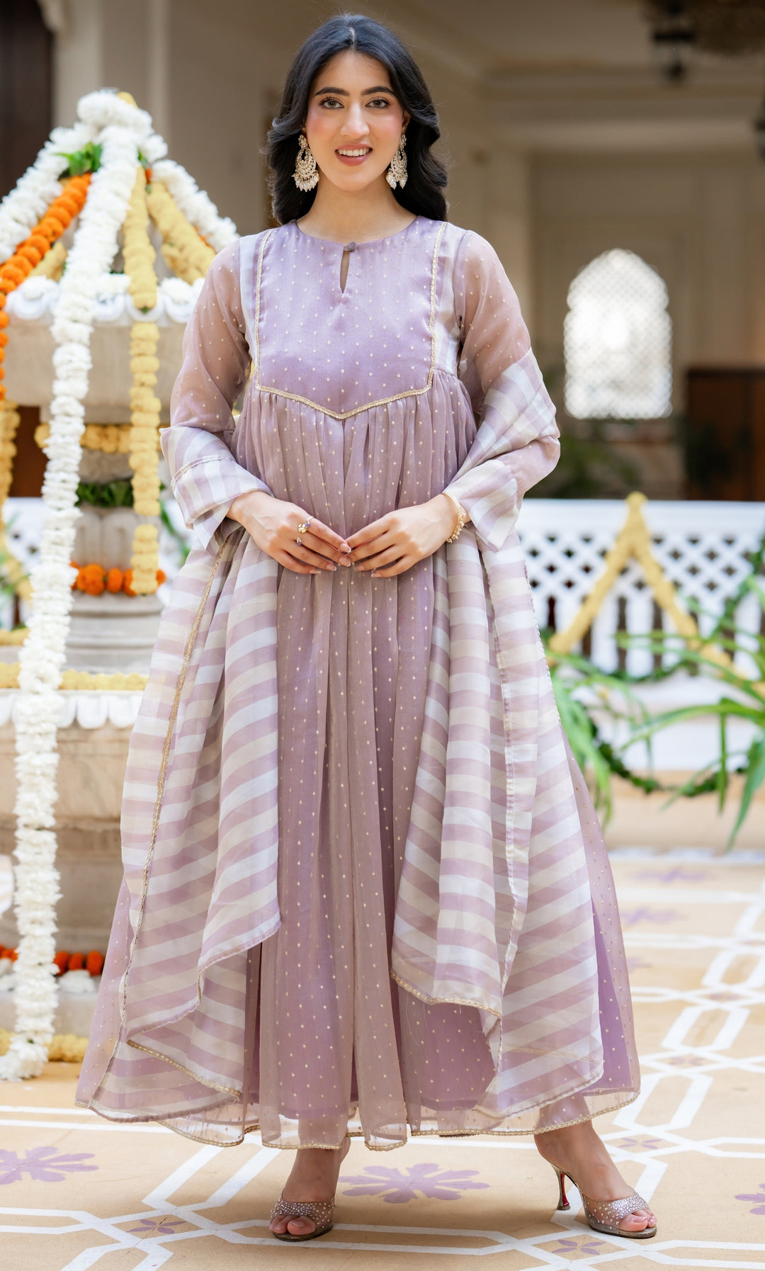 Sarang Lavender Anarkali Set