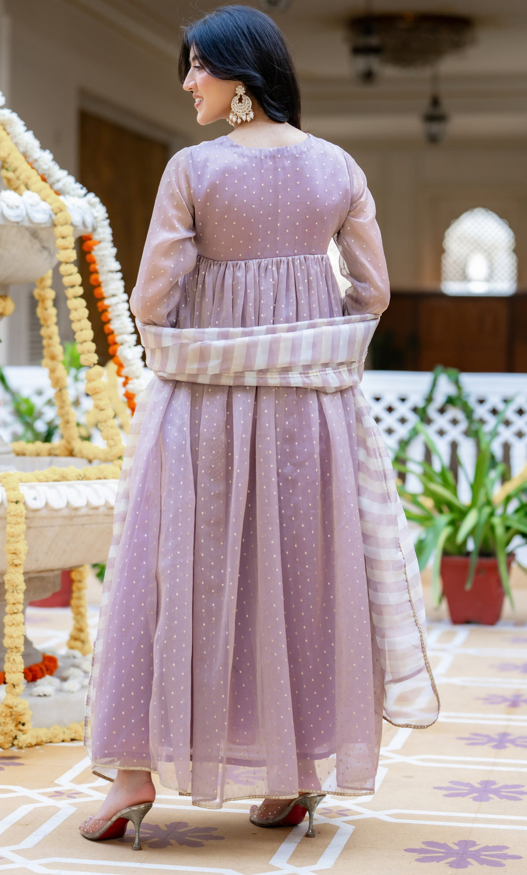 Sarang Lavender Anarkali Set