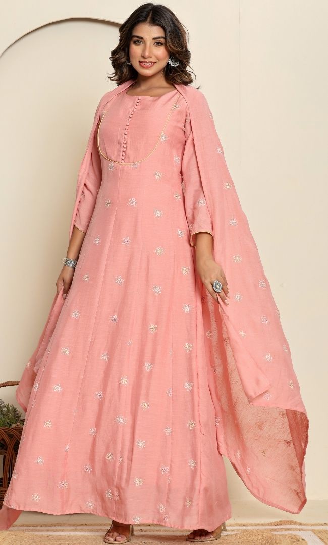 Muted Rose Anarkali Set