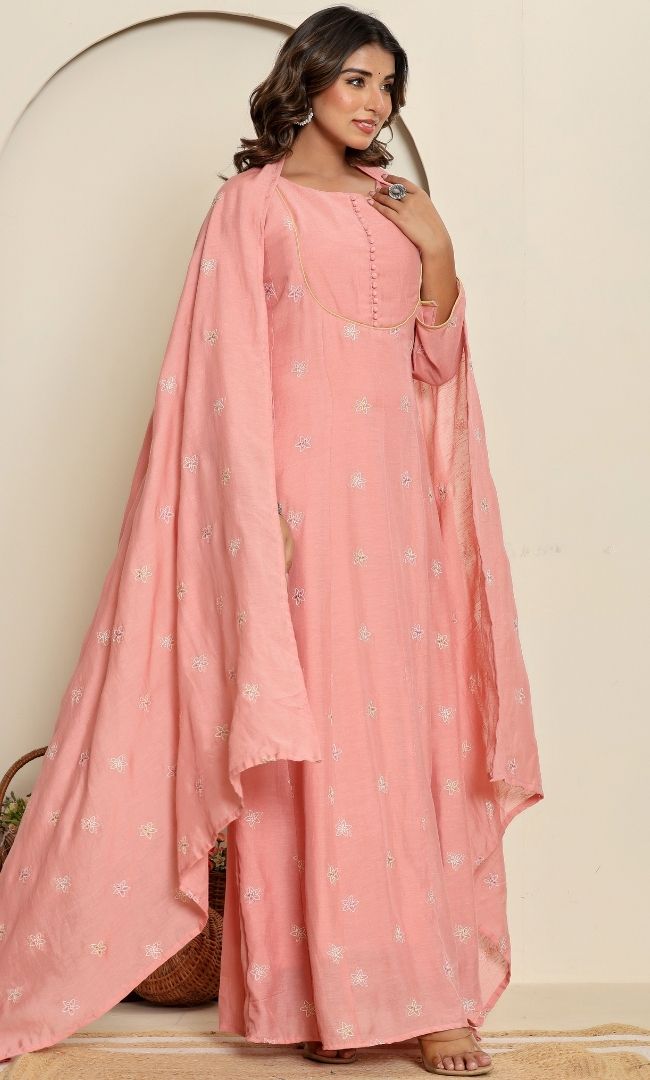 Muted Rose Anarkali Set