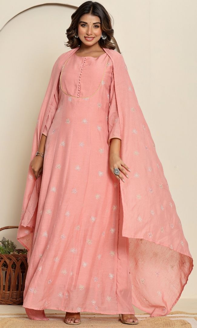 Muted Rose Anarkali Set