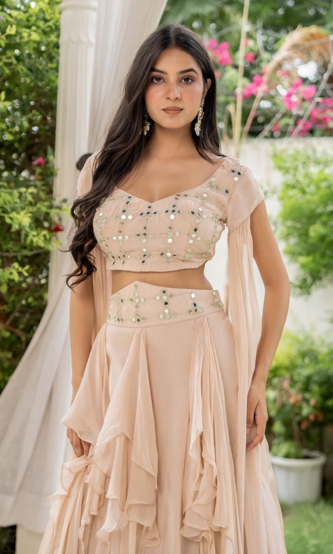 Moonlit beige Lehenga Set