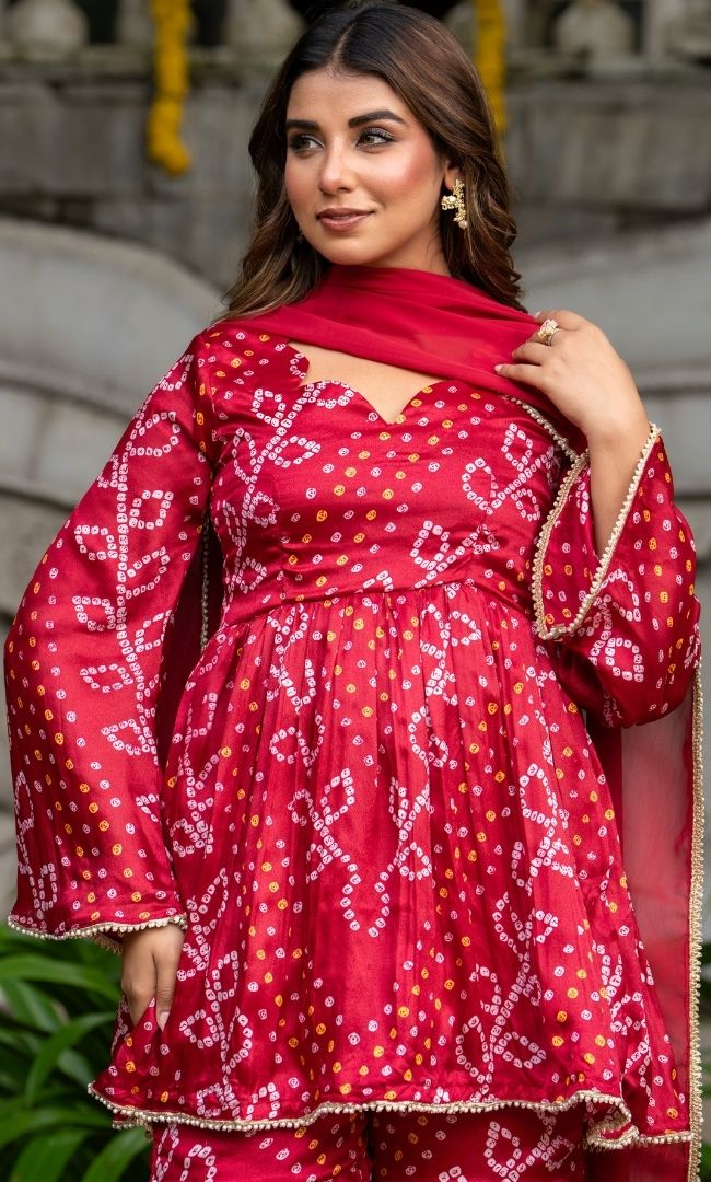 Mehar Bandhani Sharara Set