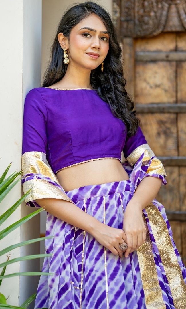 Marwar Purple Leheriya Lehenga Set