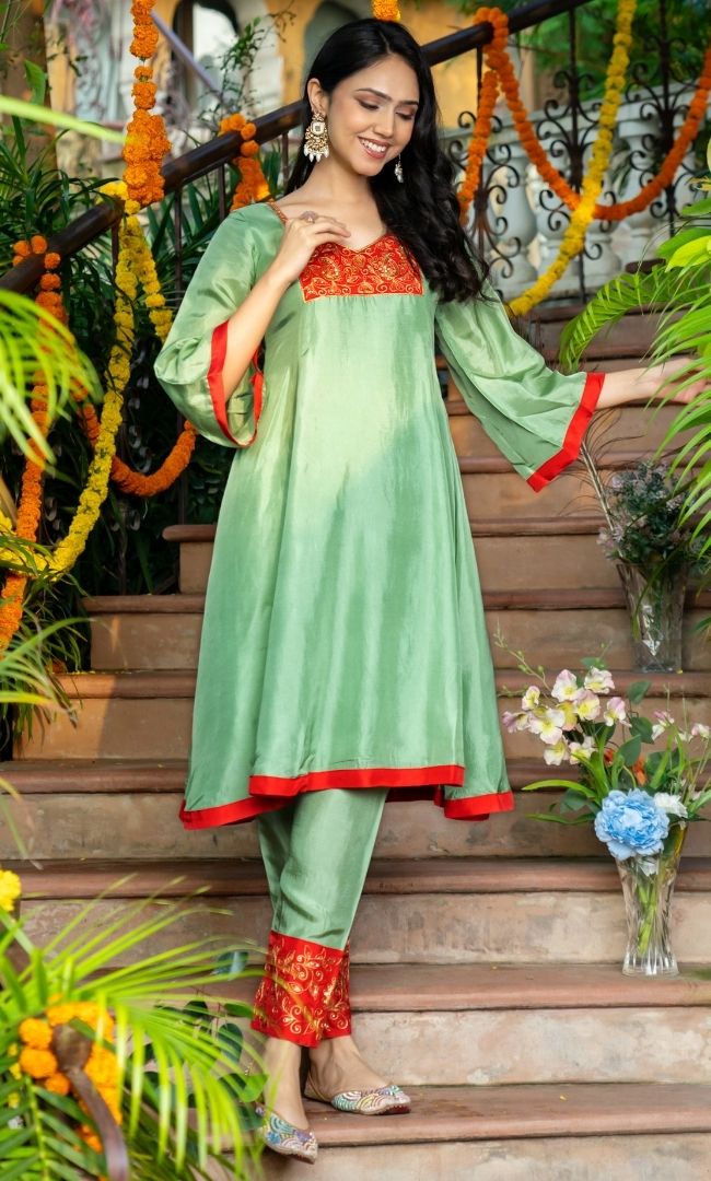 Jashn Green Kurta Set