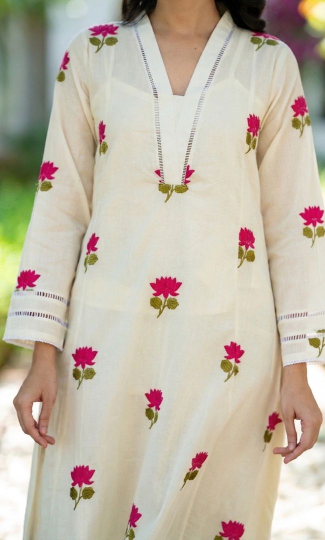 K-Vibe Pink Lotus Kurta Co ord Set