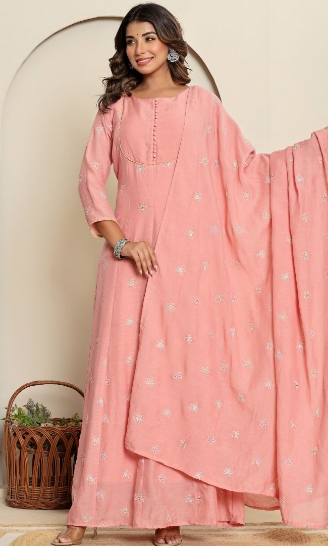 Muted Rose Anarkali Set