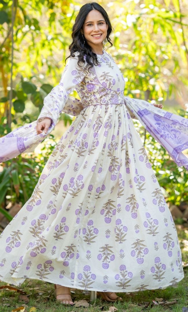 Zarina Lavender Anarkali Set