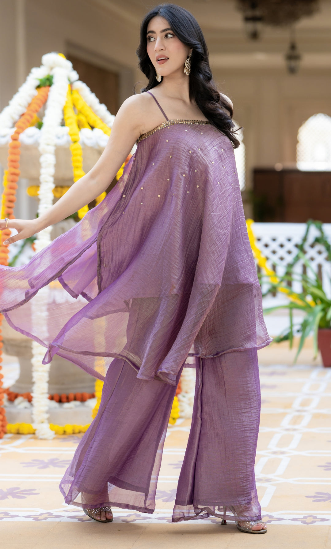 Meesha Purple Tissue Co-ord Set