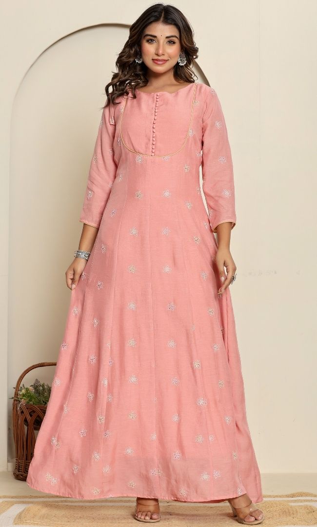 Muted Rose Anarkali Set