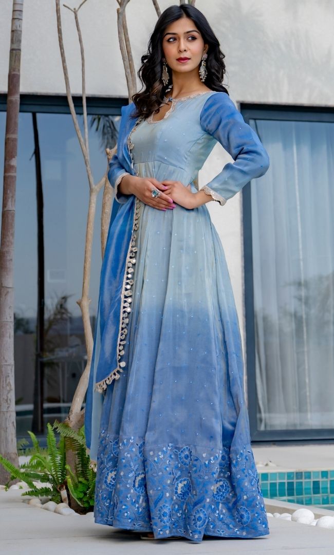 Atasi Blue Ombre Anarkali Set