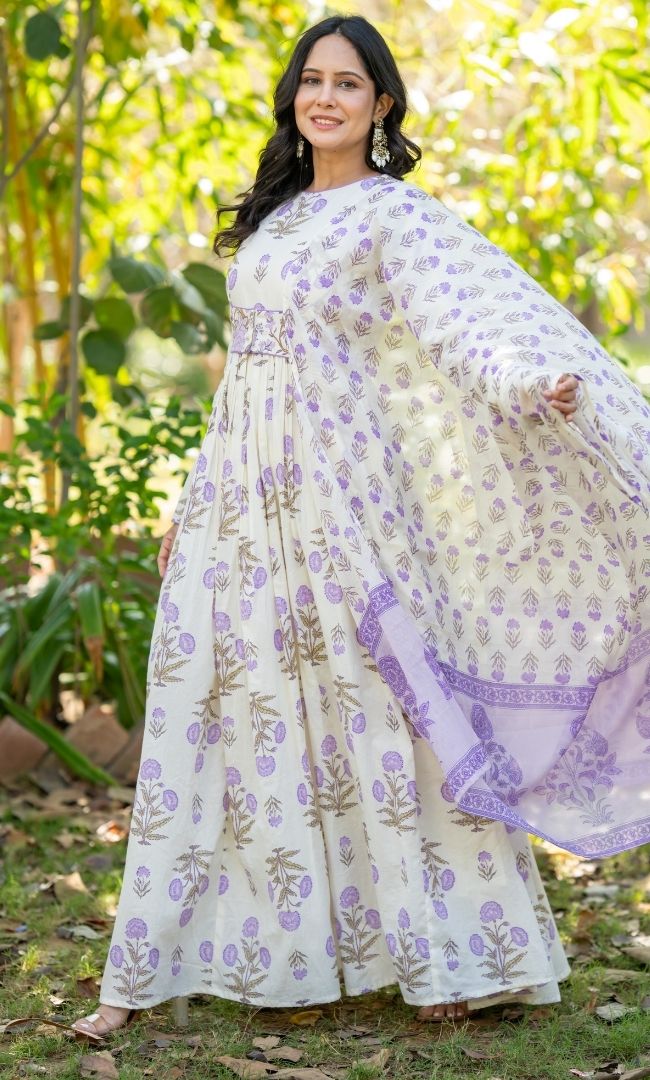Zarina Lavender Anarkali Set