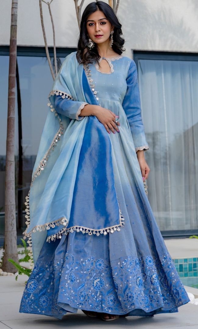 Atasi Blue Ombre Anarkali Set