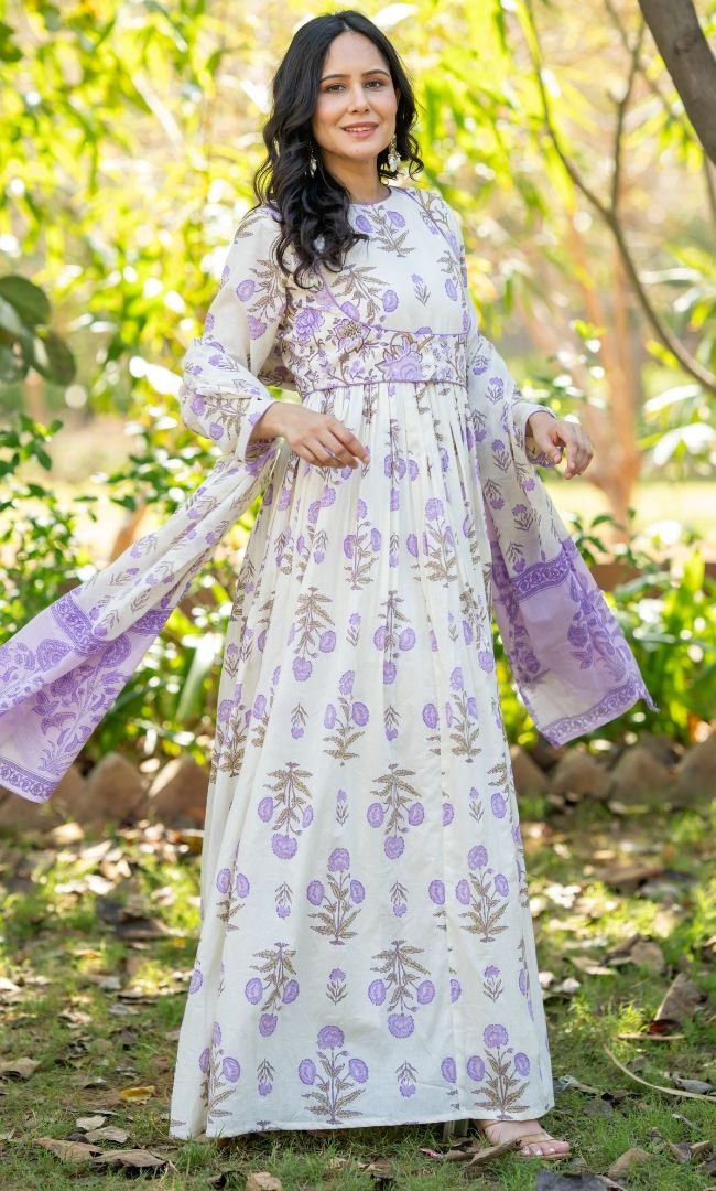 Zarina Lavender Anarkali Set
