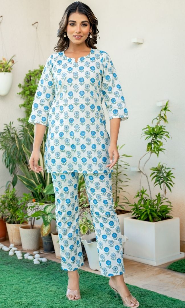 Floral Motif White Base Rozana Set