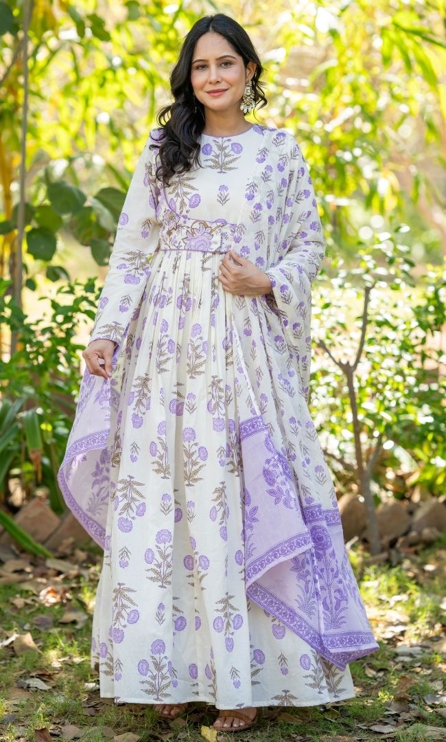 Zarina Lavender Anarkali Set