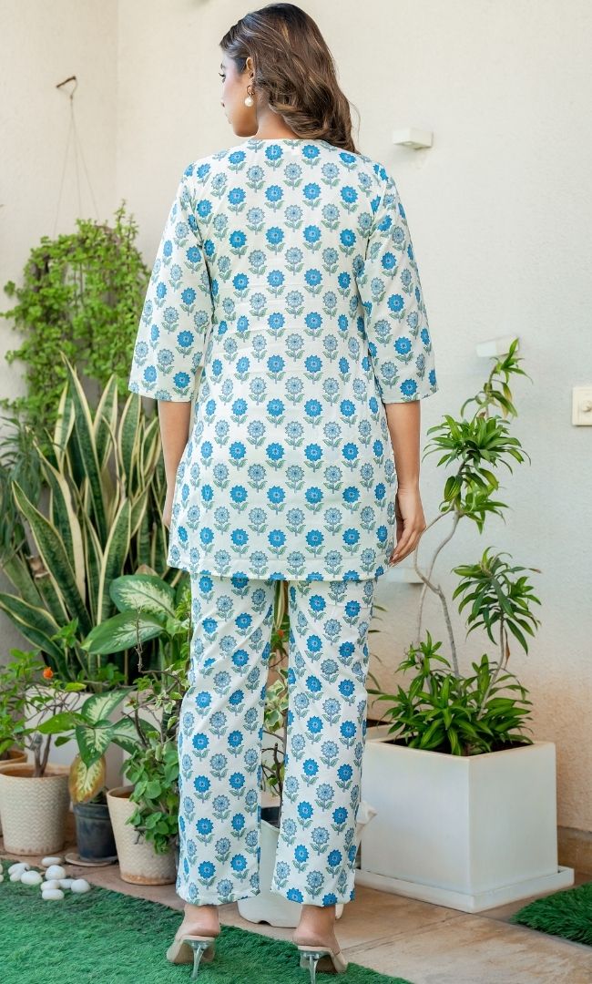 Floral Motif White Base Rozana Set