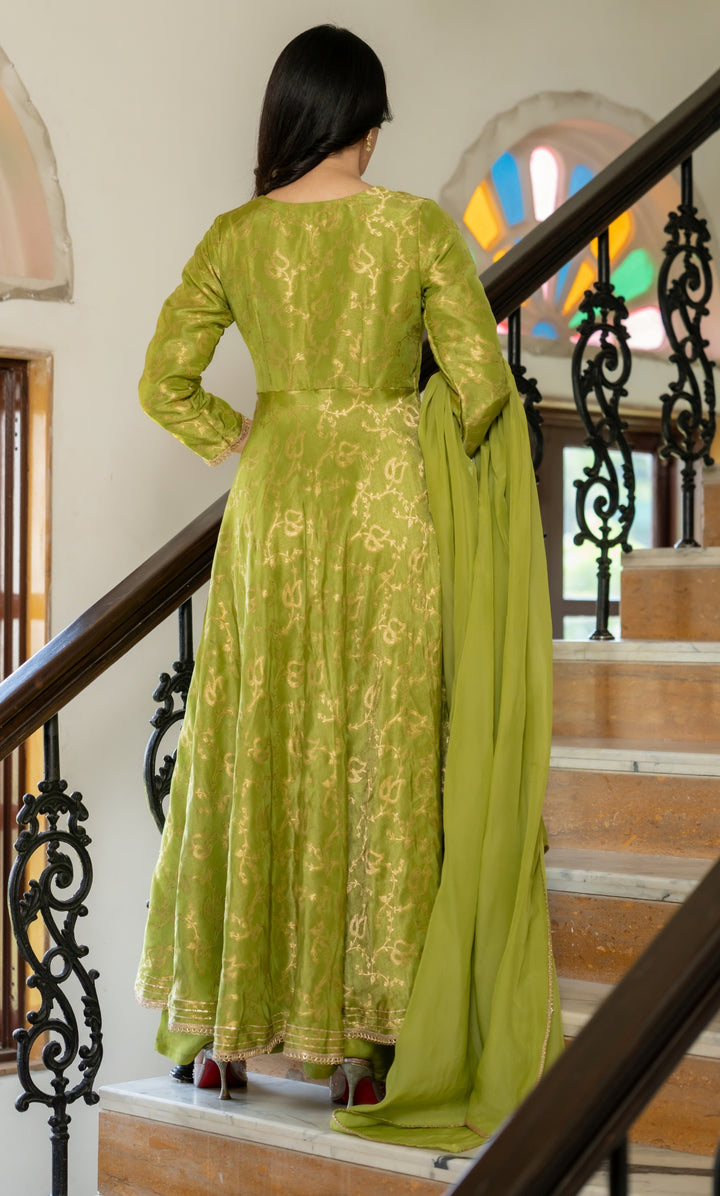 Meher Pista Brocade Anarkali Set