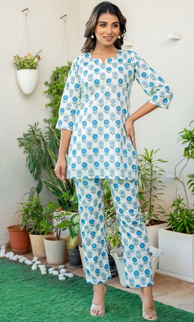 Floral Motif White Base Rozana Set