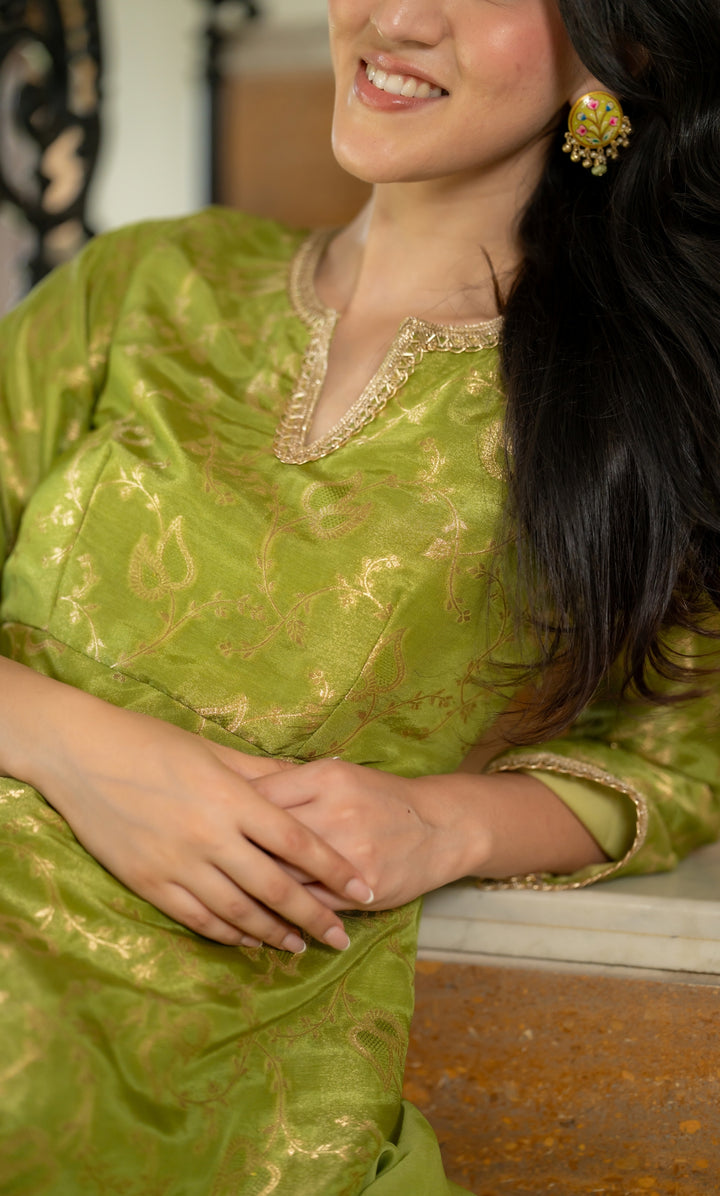 Meher Pista Brocade Anarkali Set