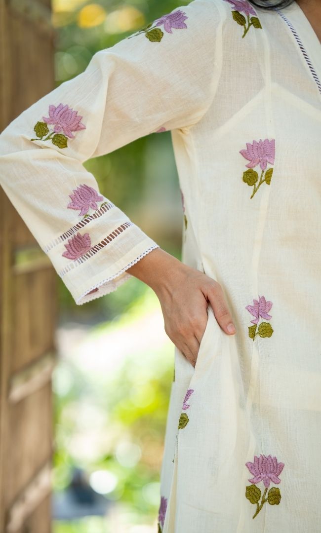 K-Vibe Lilac Lotus Kurta Co ord Set
