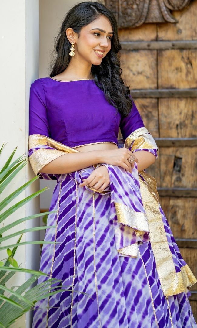 Marwar Purple Leheriya Lehenga Set