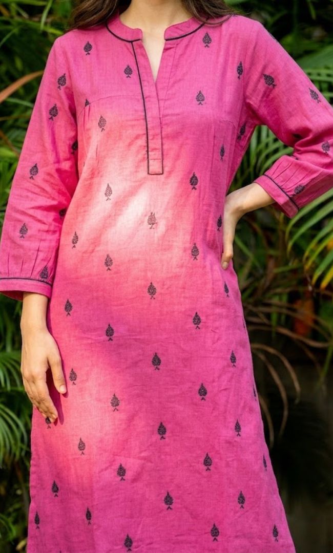 Pink Pikes Spades Cotton Kurta Set