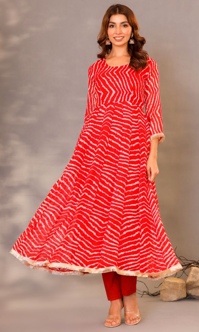 Ruby Red Leheriya Set