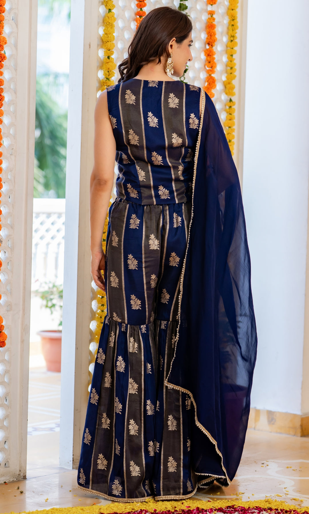 Blue Hour Brocade Sharara Set