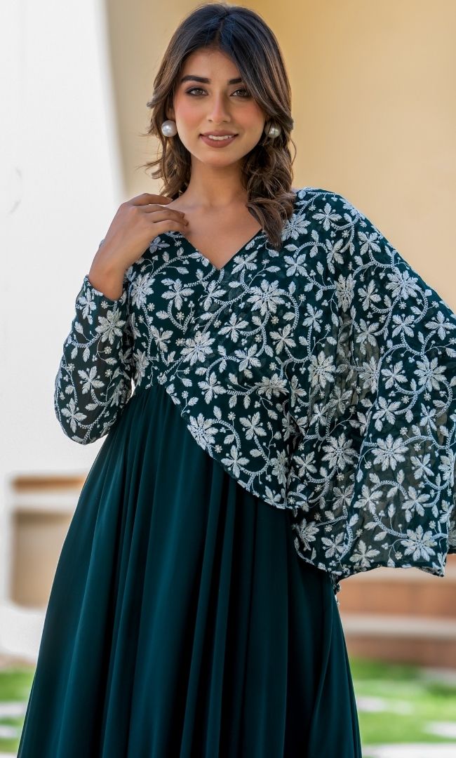 Vinaval Embroidered Green Gown