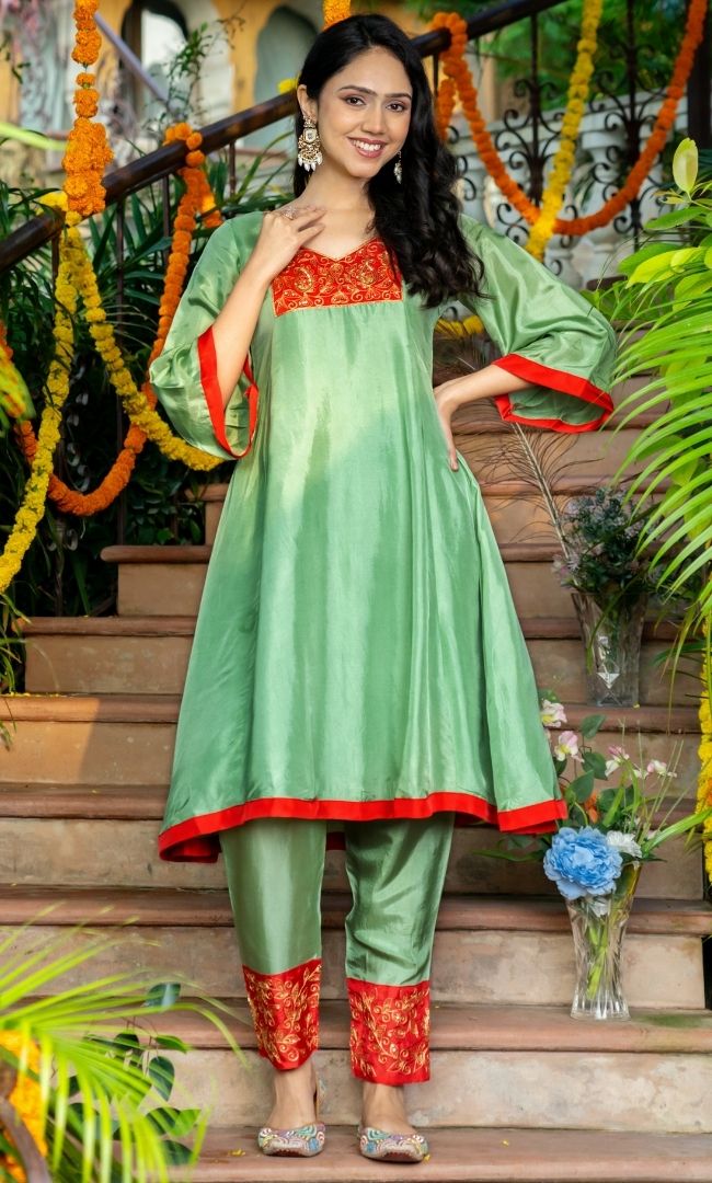 Jashn Green Kurta Set