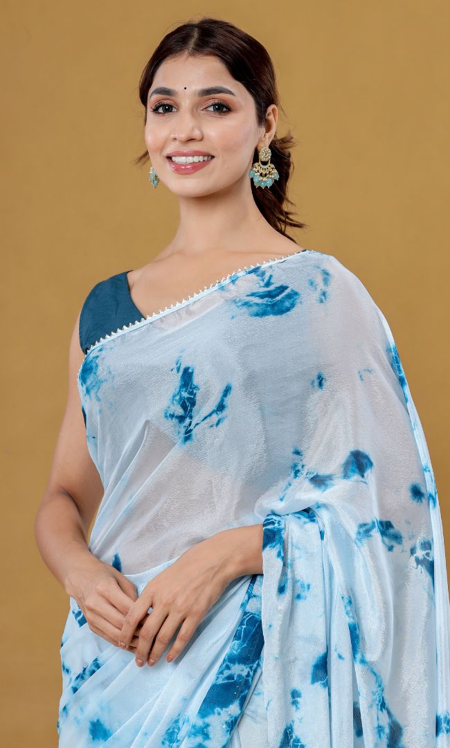 Blue Shibori Saree