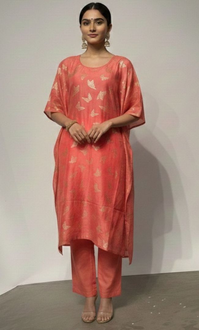 Rose Glow Zari kaftan